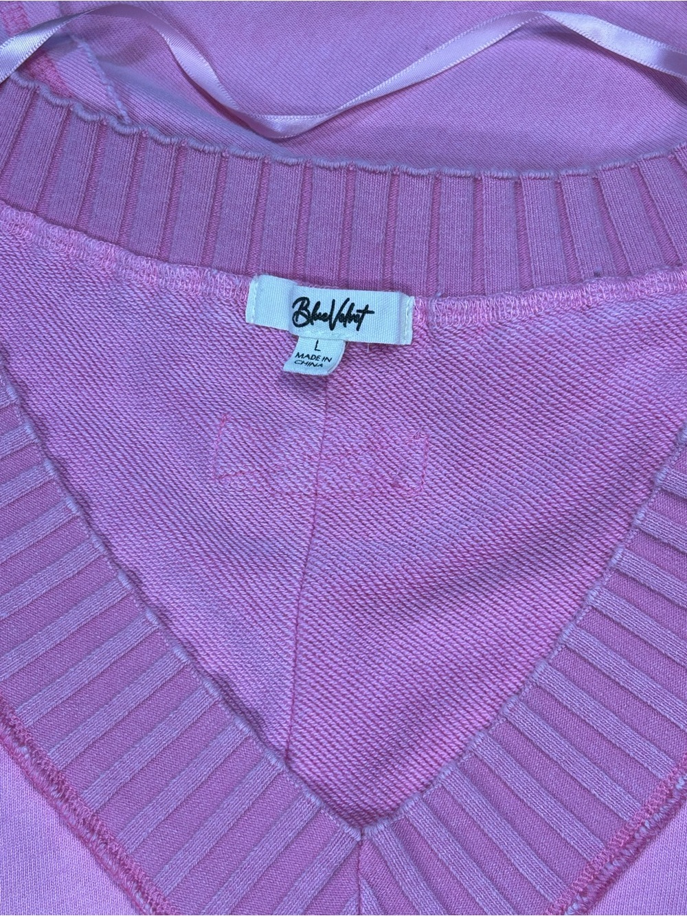 Blue Velvet V-Neck Sweatshirt - Large - Picture 12 of 12